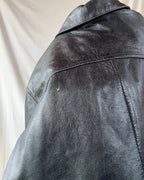Black Leather Motorcycle Jacket with Multiple Pockets