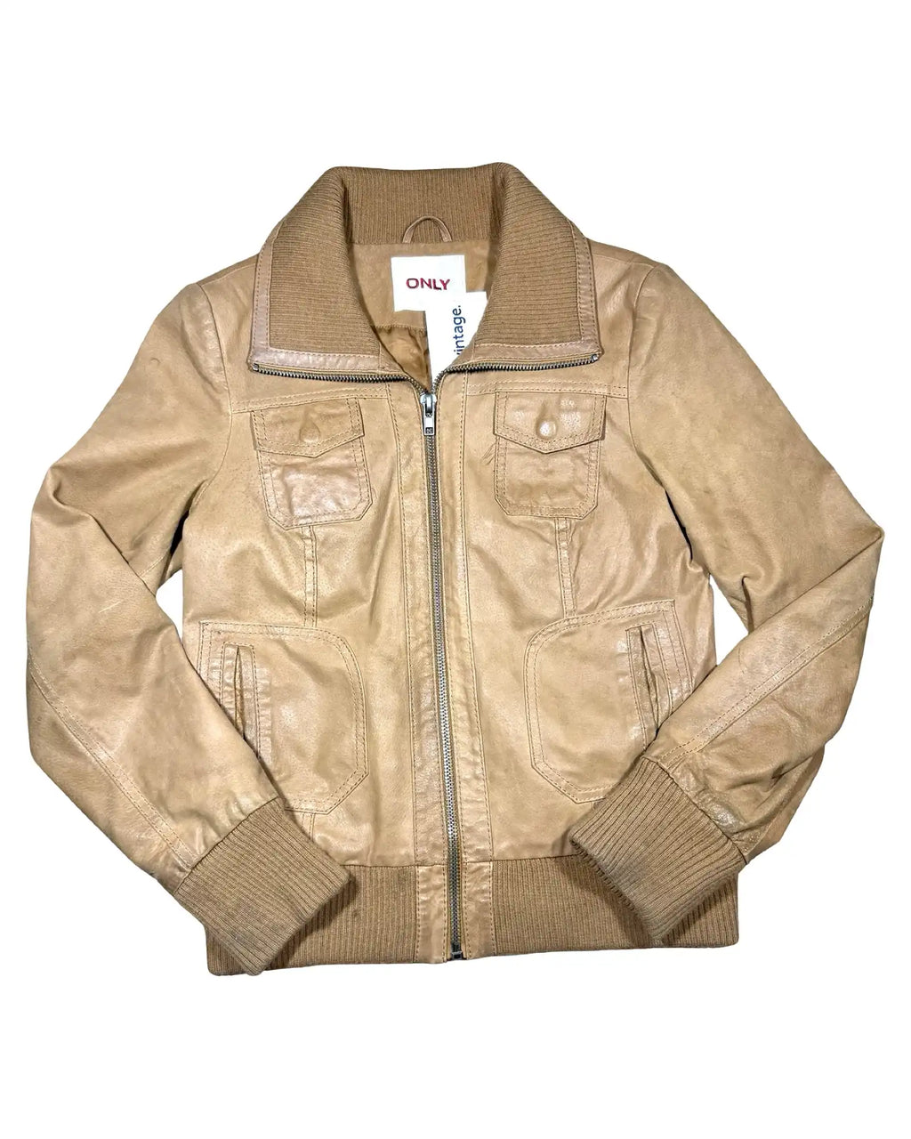 Suede Leather Jacket with Fabric Trim