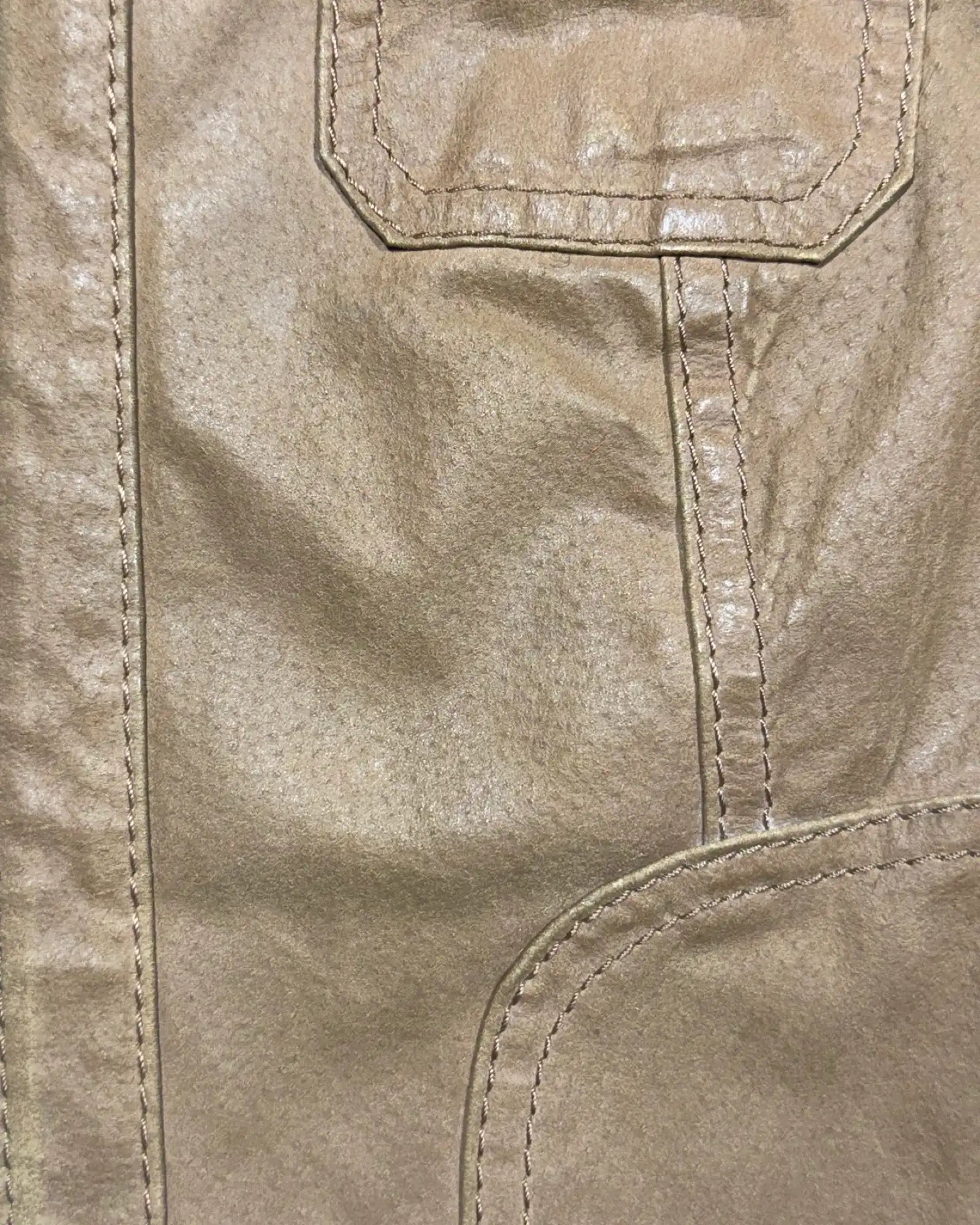 Suede Leather Jacket with Fabric Trim