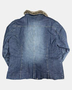 Denim Jacket with Faux Fur Trim