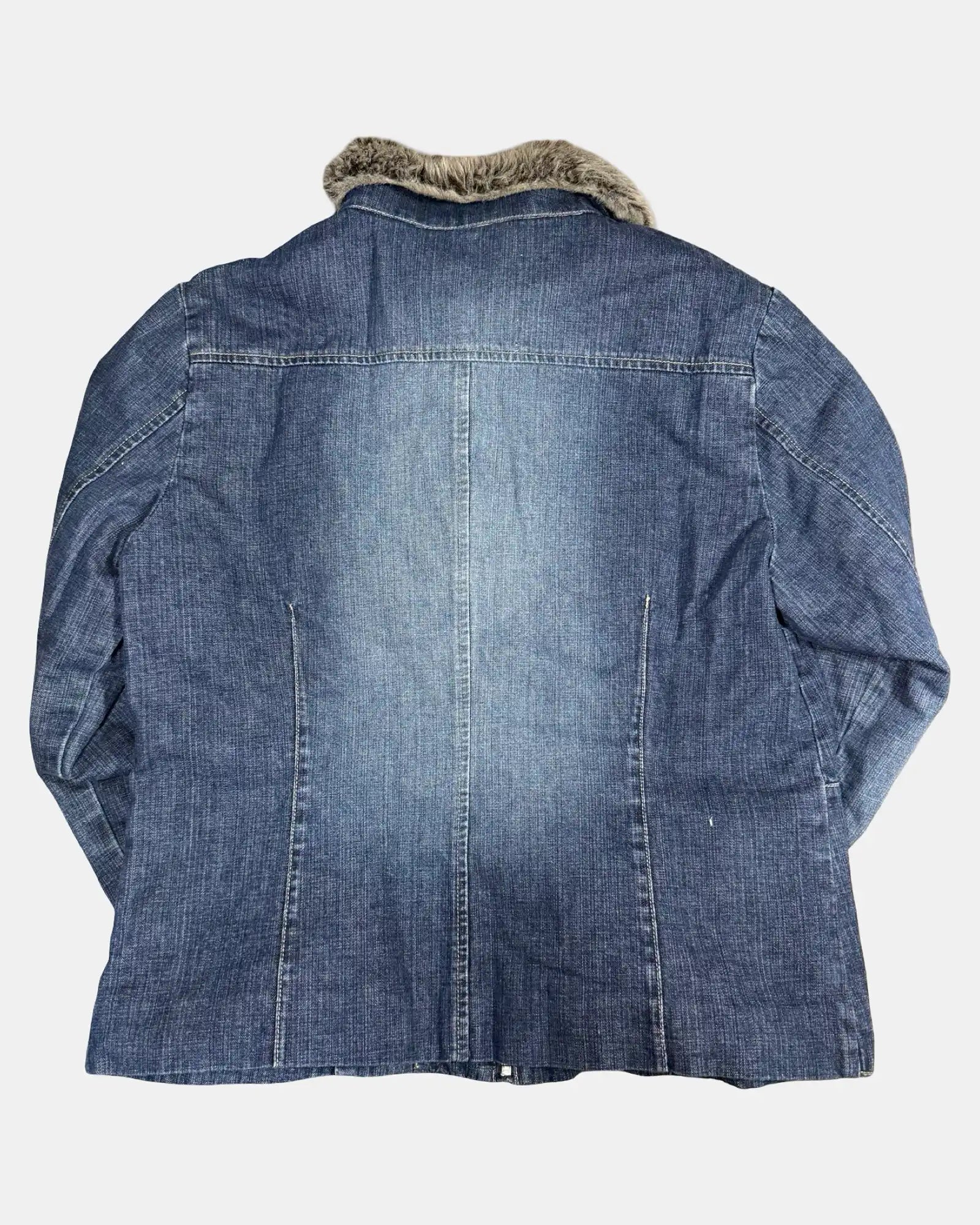 Denim Jacket with Faux Fur Trim