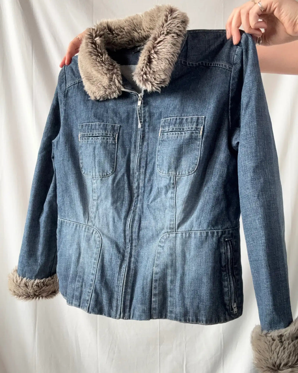 Denim Jacket with Faux Fur Trim
