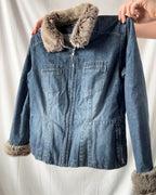 Denim Jacket with Faux Fur Trim