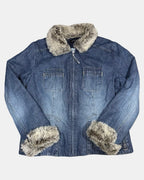 Denim Jacket with Faux Fur Trim