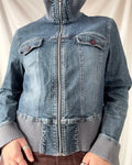 Denim Jacket with Blue Fabric Trim