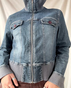 Denim Jacket with Blue Fabric Trim