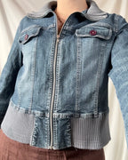 Denim Jacket with Blue Fabric Trim