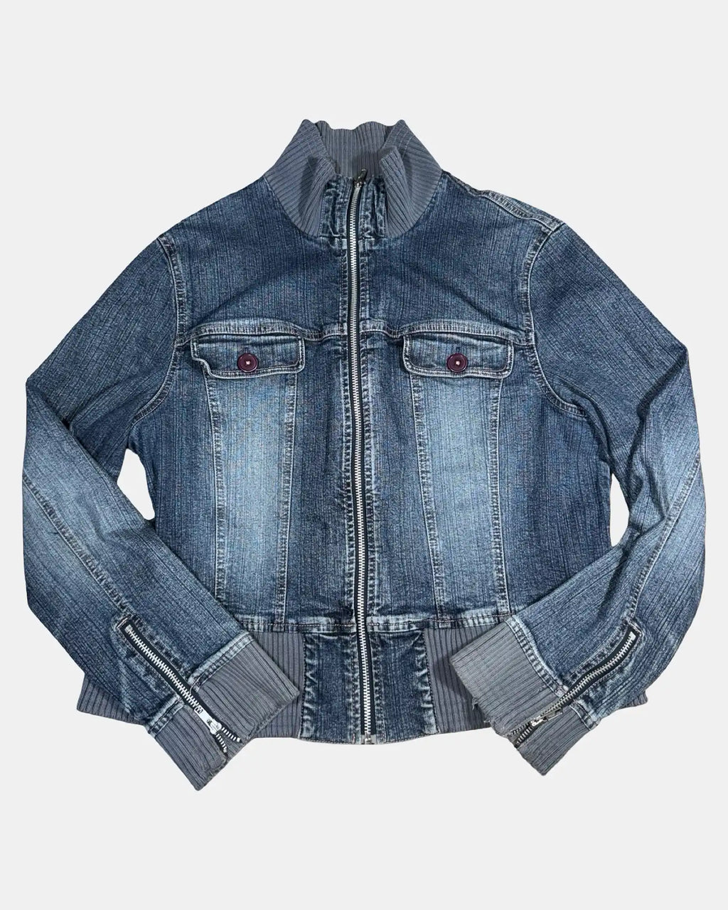 Denim Jacket with Blue Fabric Trim