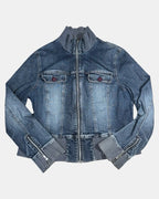 Denim Jacket with Blue Fabric Trim