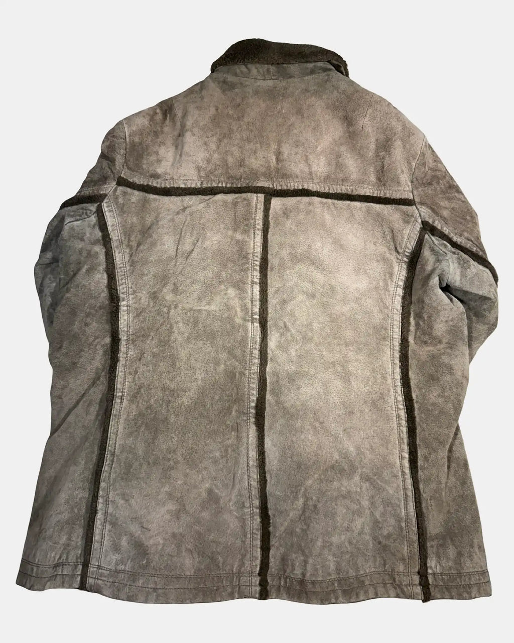 Brown Suede Leather Jacket Faux Fur Trim