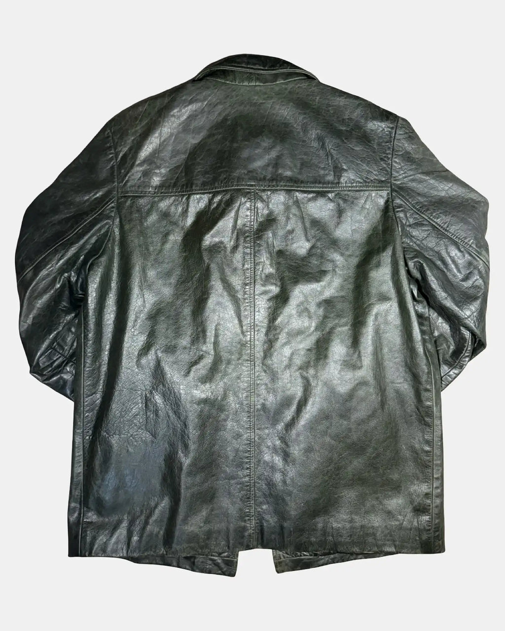 Dark Green Box Leather Jacket