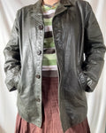 Dark Green Box Leather Jacket