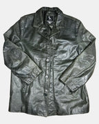 Dark Green Box Leather Jacket