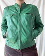 Green Leather Motorcycle Jacket