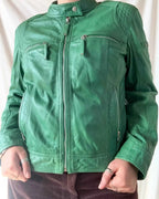 Green Leather Motorcycle Jacket