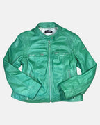 Green Leather Motorcycle Jacket
