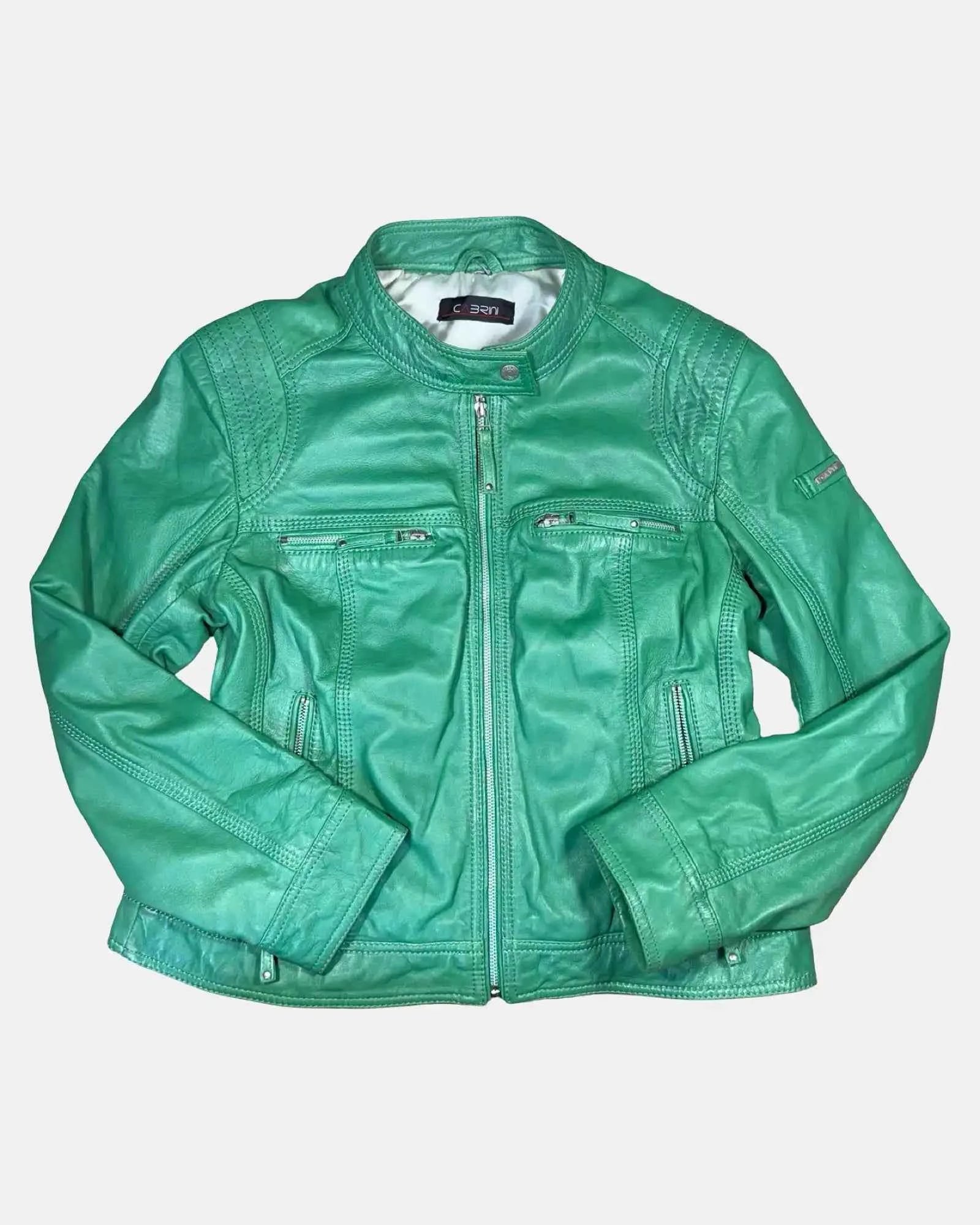 Green Leather Motorcycle Jacket