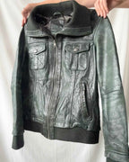Dark Green Italian Leather Motorcycle Jacket