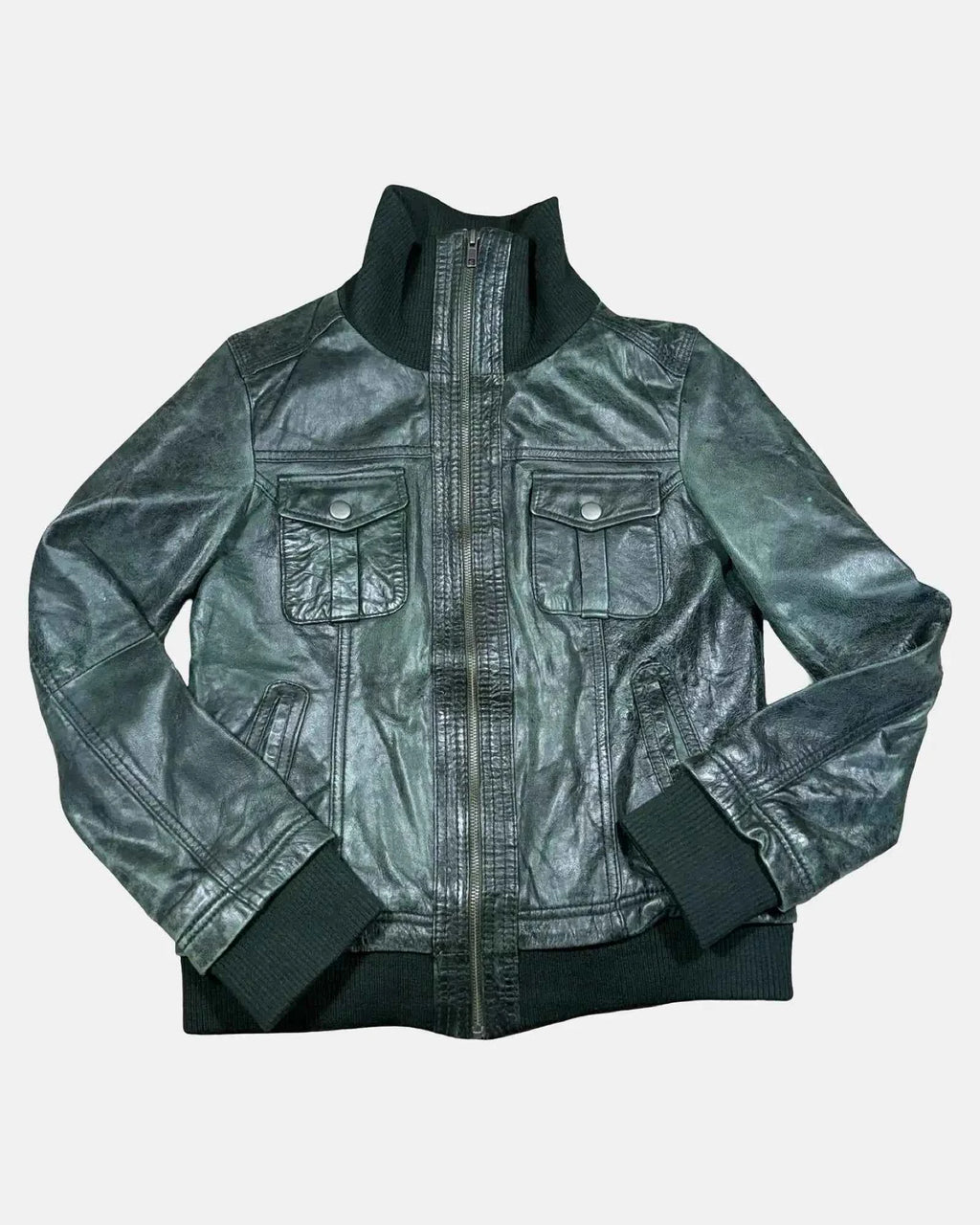 Dark Green Italian Leather Motorcycle Jacket
