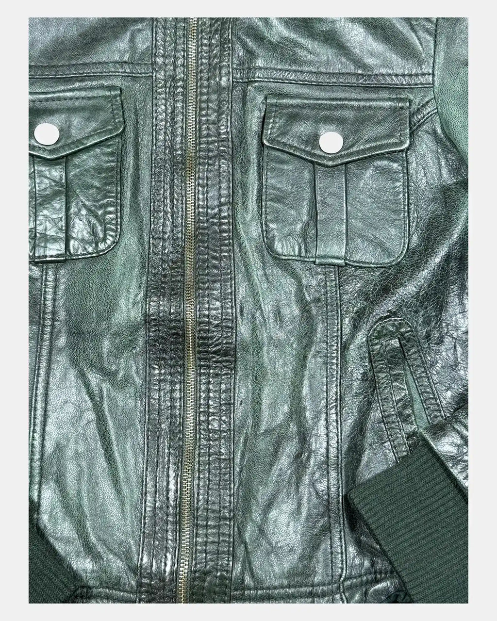 Dark Green Italian Leather Motorcycle Jacket