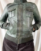 Dark Green Italian Leather Motorcycle Jacket