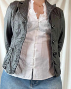 Black Leather Button Up Jacket