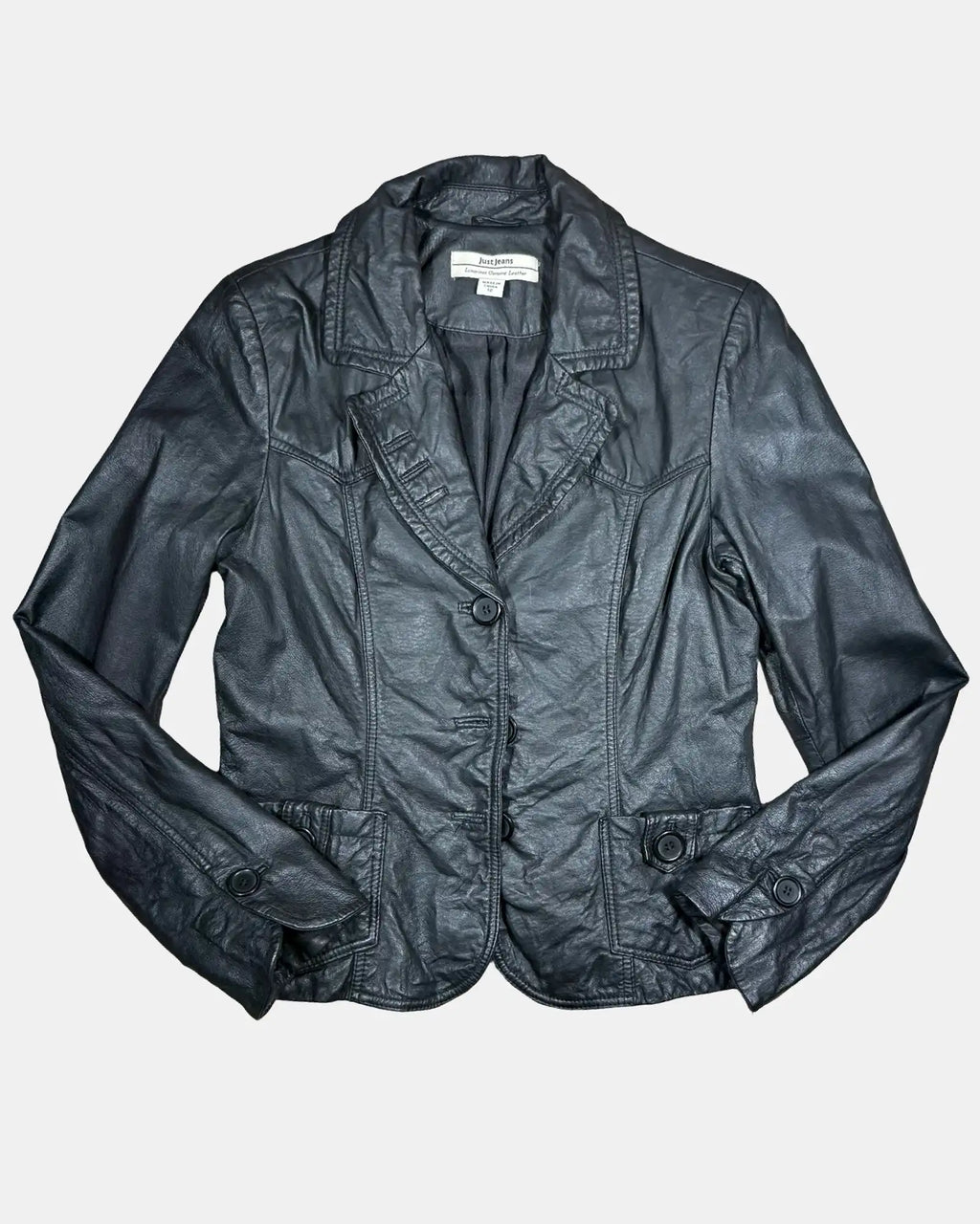 Black Leather Button Up Jacket