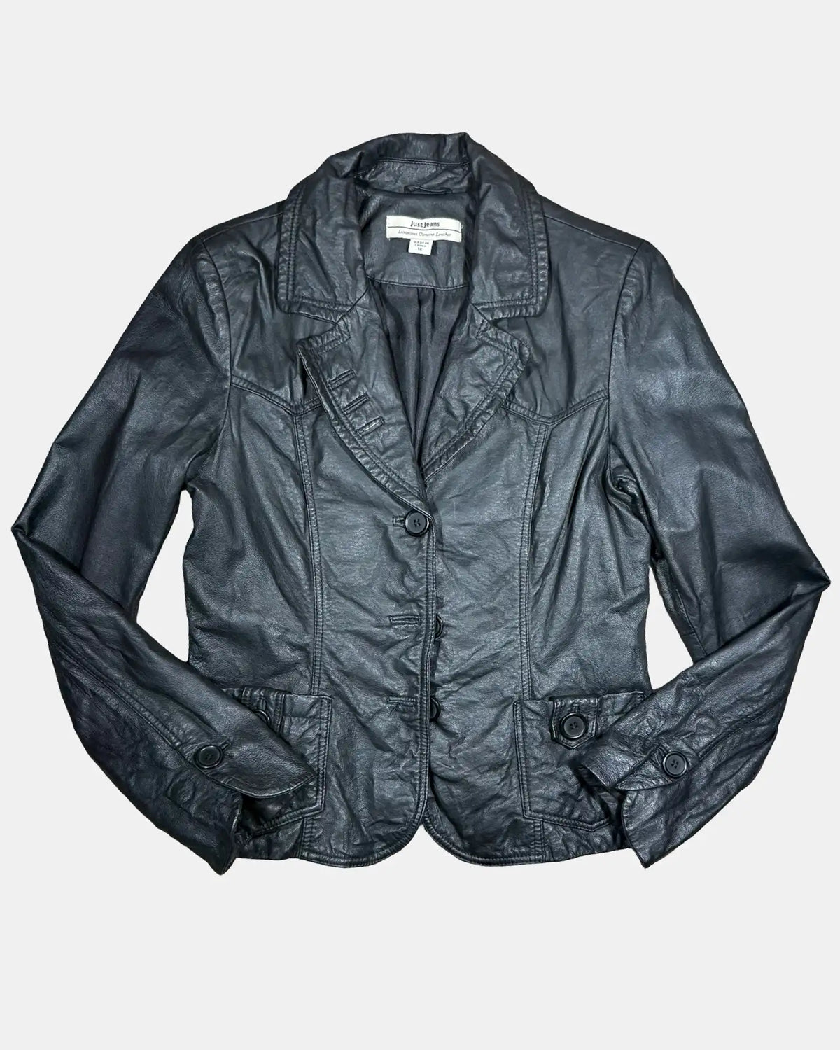 Black Leather Button Up Jacket