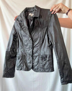 Black Leather Button Up Jacket