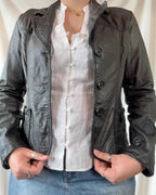Black Leather Button Up Jacket