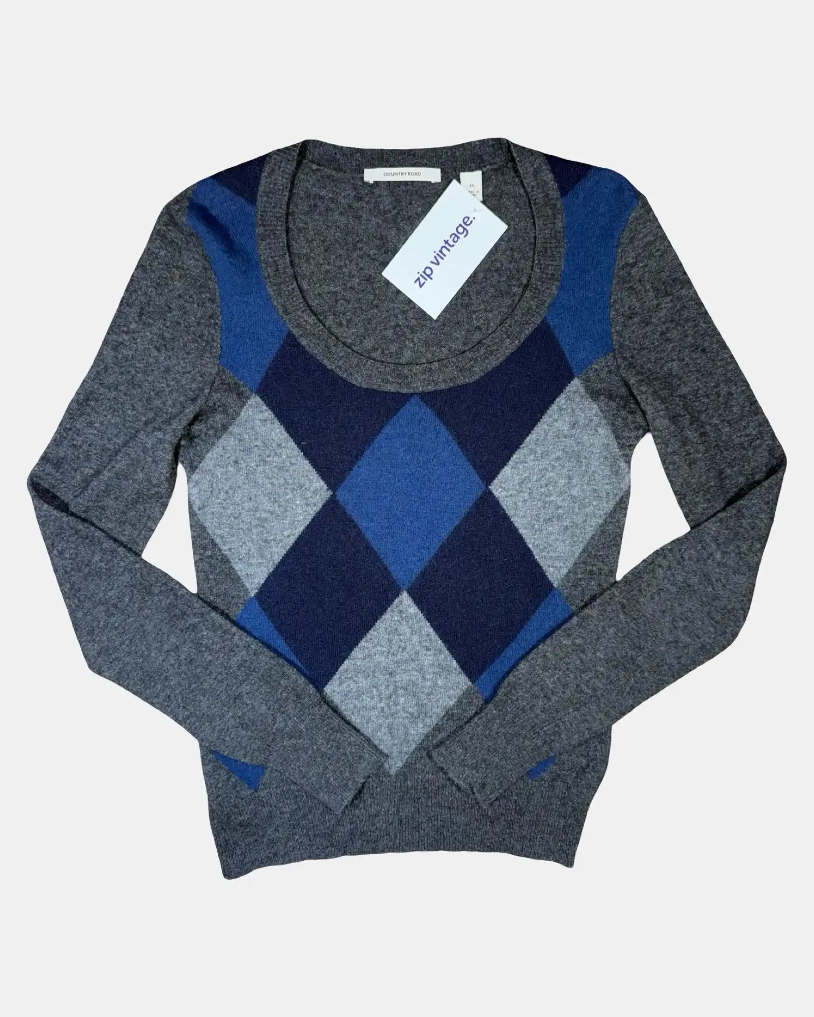 Blue 90s Checked Knit