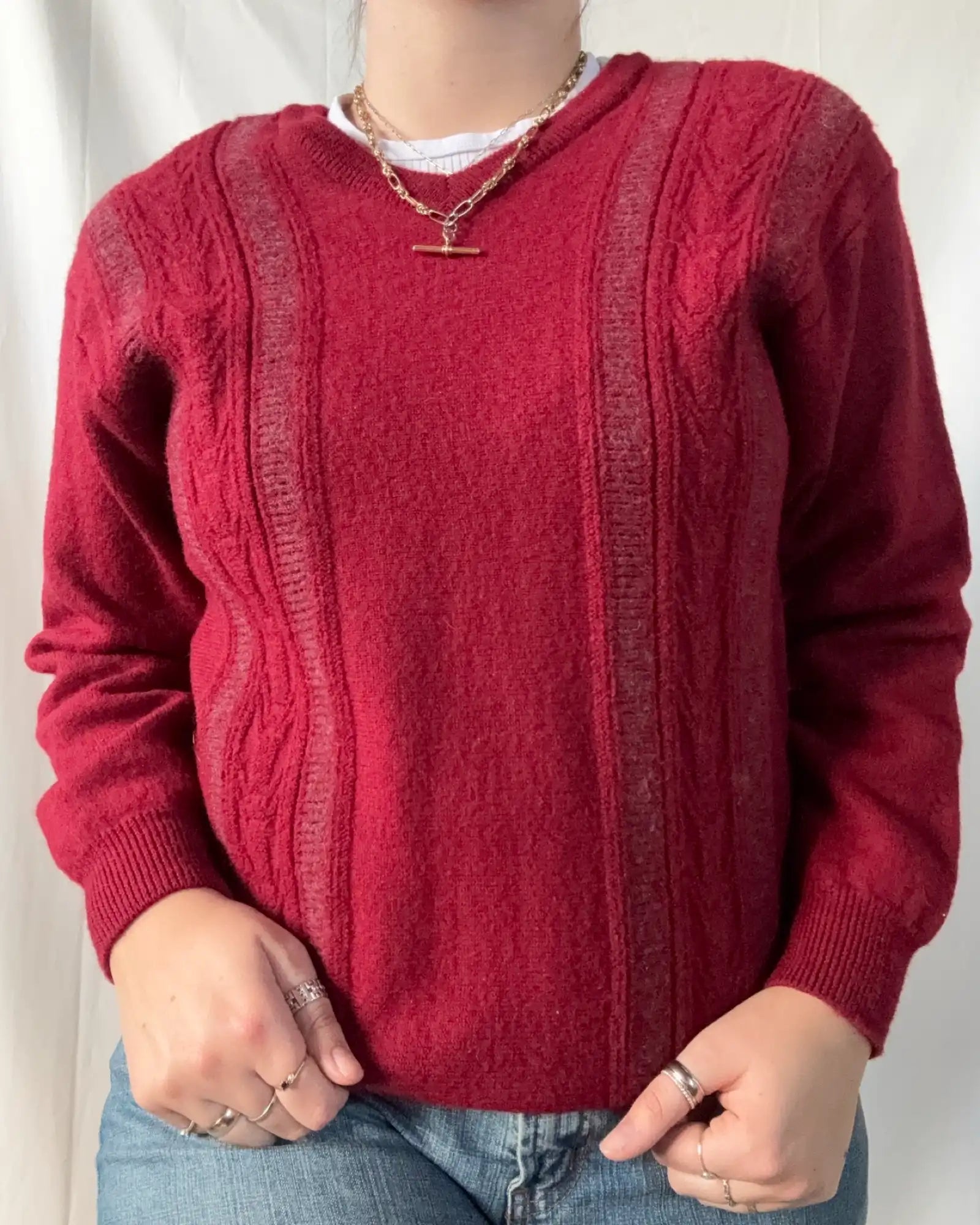 Red Heavy Pure Wool Jumper