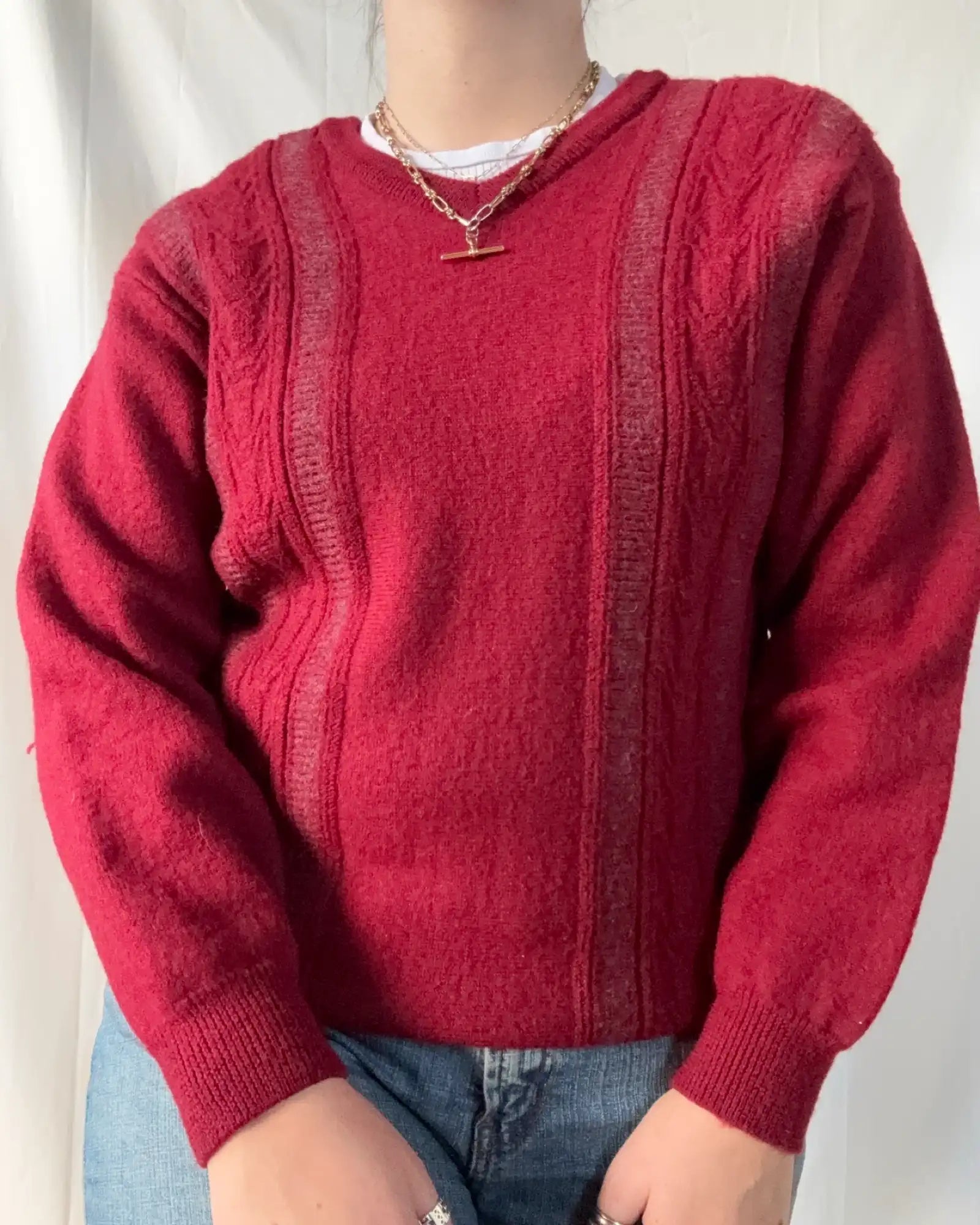 Red Heavy Pure Wool Jumper