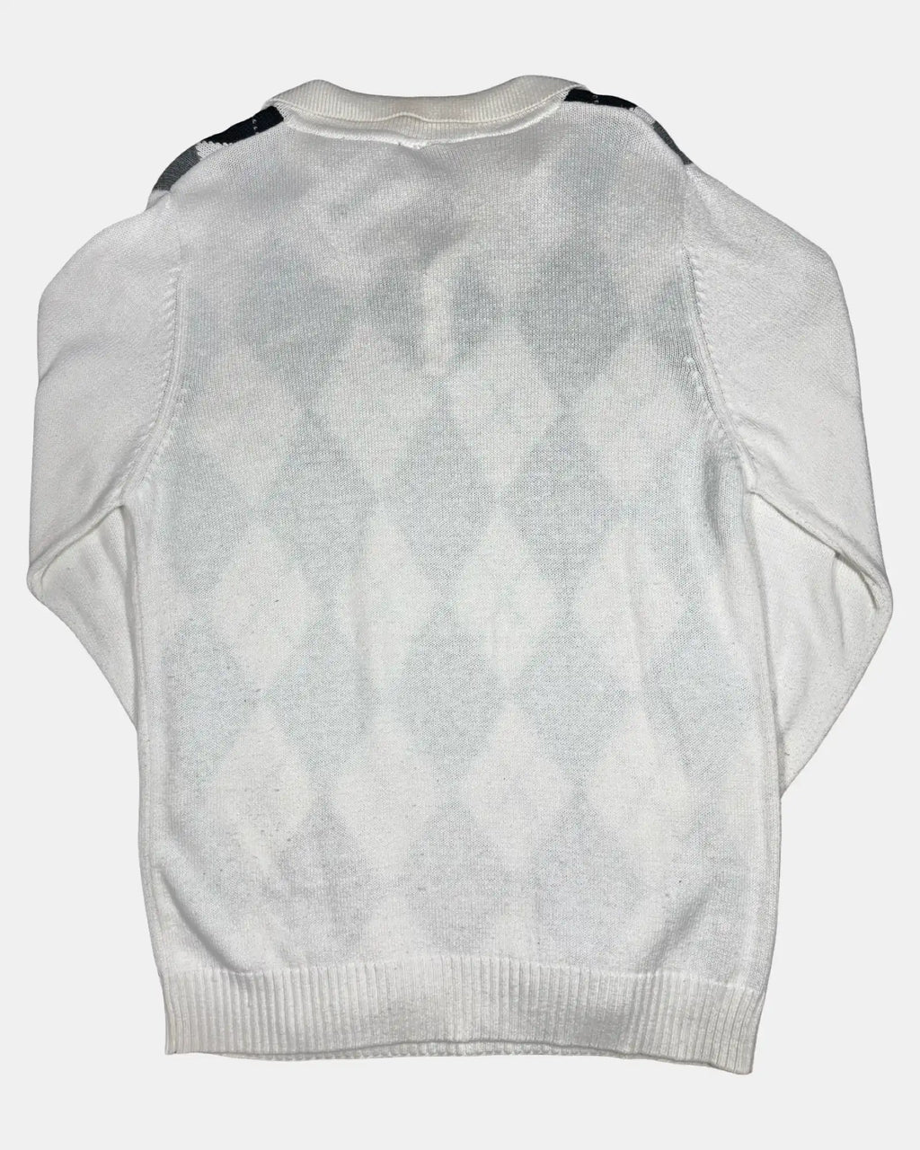 White and Black Collared Knit Jumper