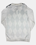 White and Black Collared Knit Jumper