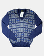 Vintage Blue Checked Knit Jumper