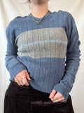 Blue and Grey Pure Wool Jumper | Size XL