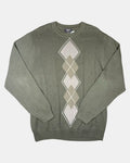 Green Knit Jumper with Diamond Pattern