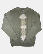 Green Knit Jumper with Diamond Pattern
