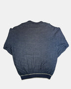 Blue & Green Striped Knit Jumper | Size L - Zip Vintage
