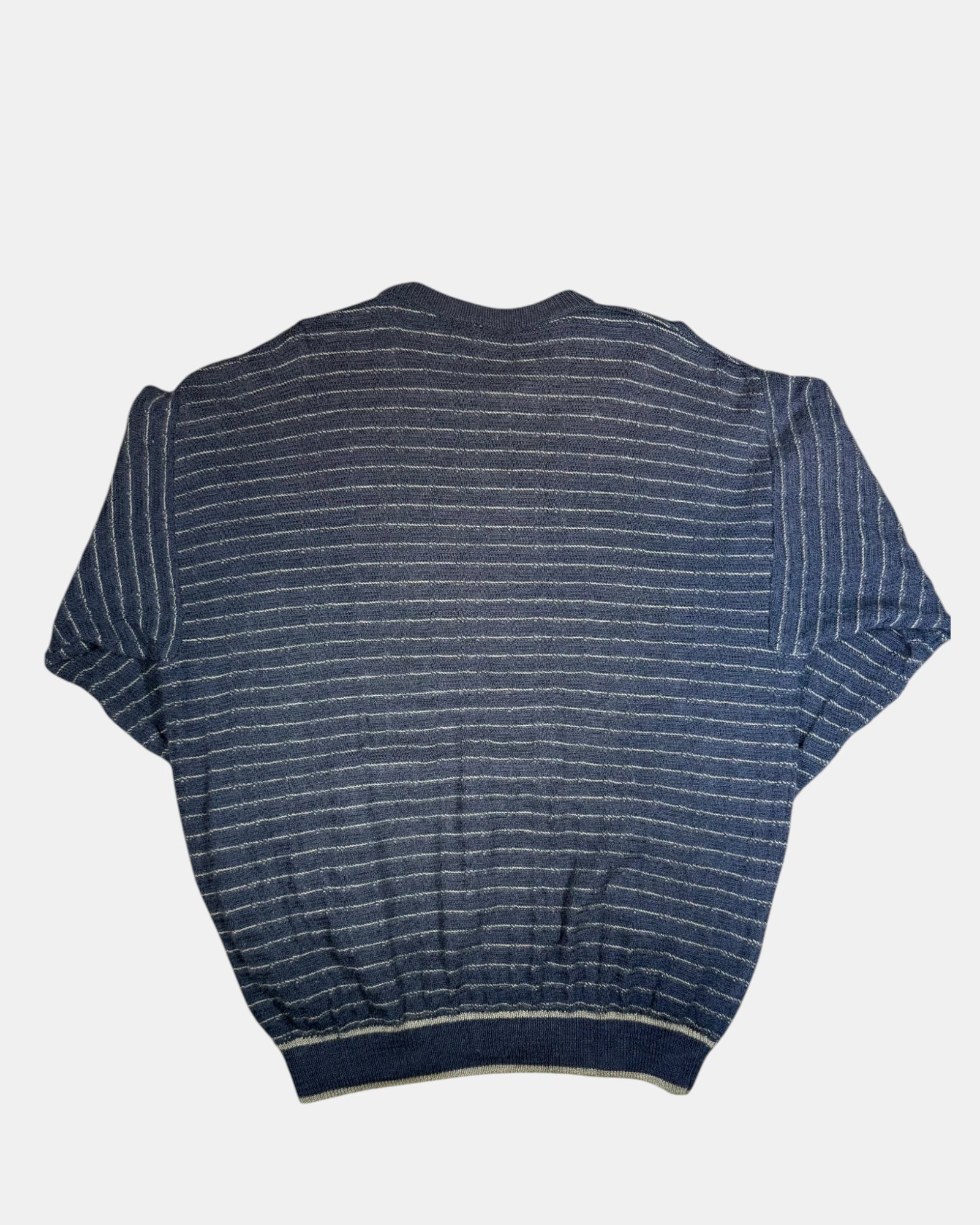 Blue & Green Striped Knit Jumper | Size L - Zip Vintage