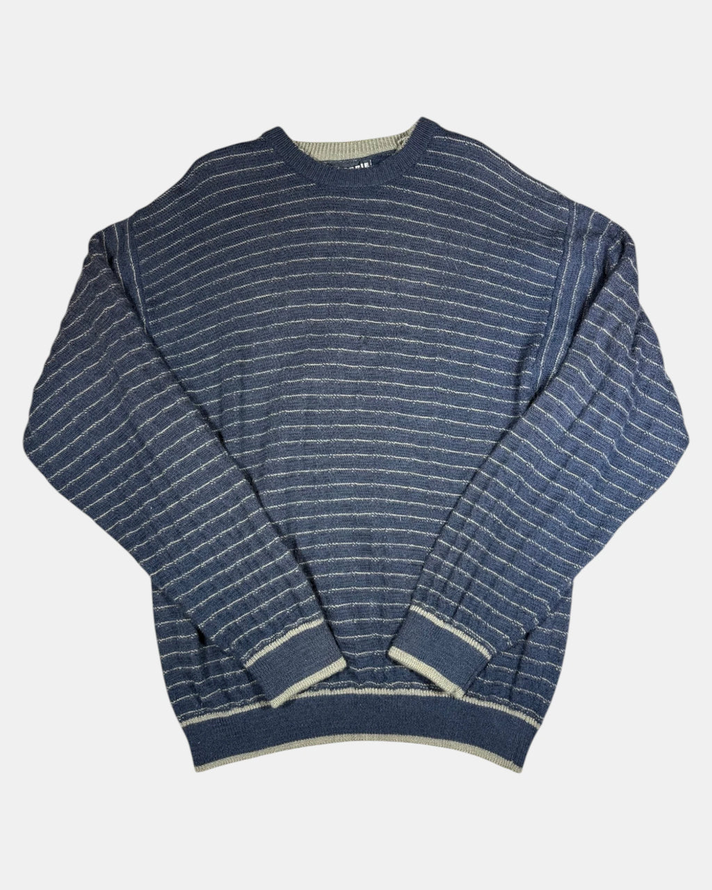Blue & Green Striped Knit Jumper | Size L - Zip Vintage