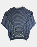 Blue & Green Striped Knit Jumper | Size L - Zip Vintage