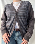 Brown & Blue Striped Knit Cardigan