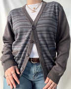 Brown & Blue Striped Knit Cardigan