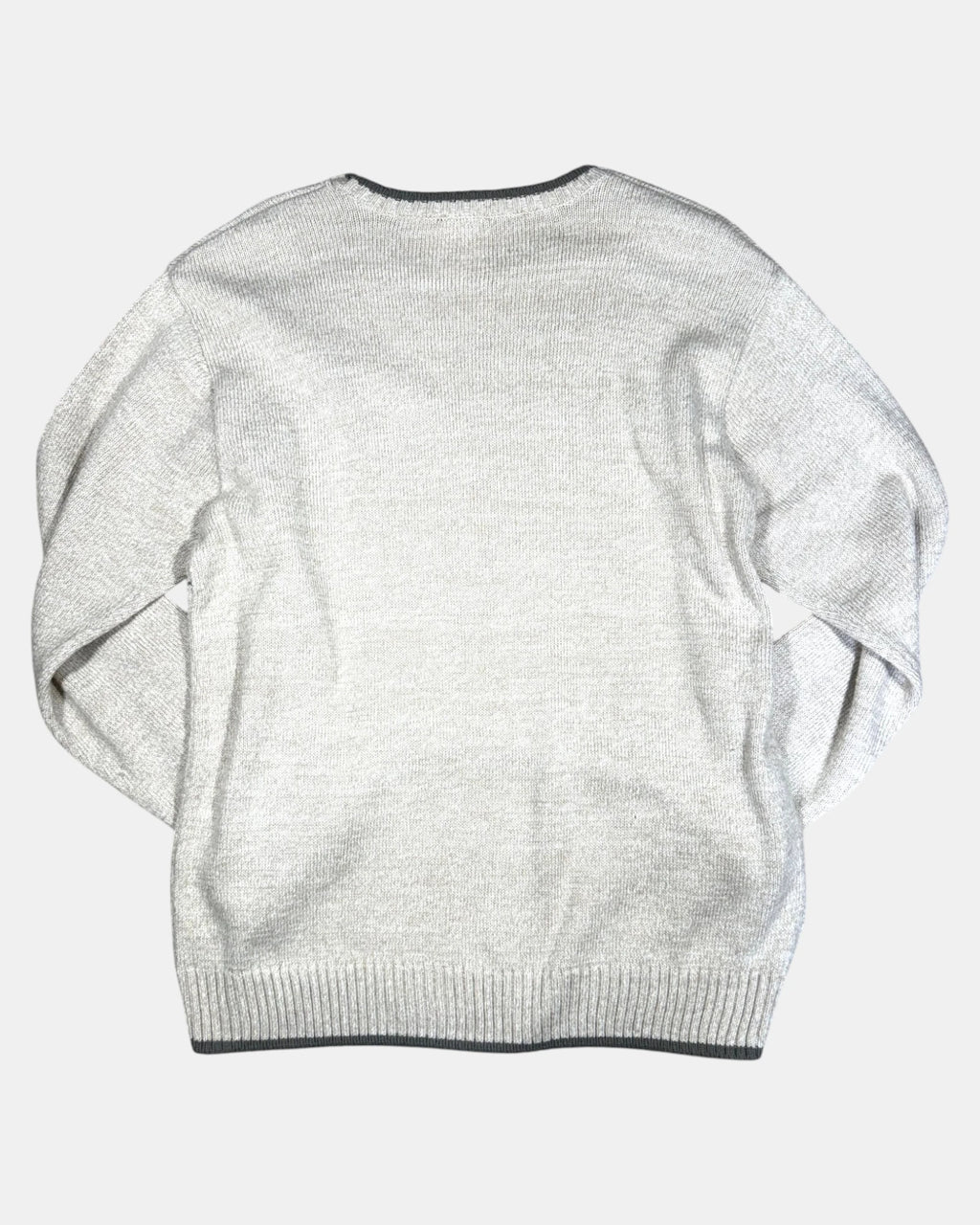 Cream Knit Jumper with Grey Detail | Estimated Size M-L - Zip Vintage
