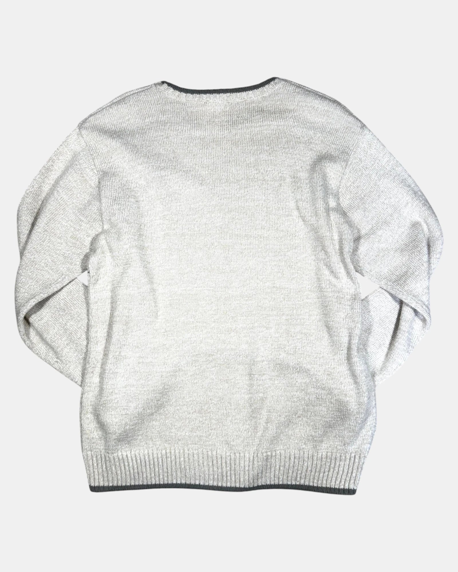 Cream Knit Jumper with Grey Detail | Estimated Size M-L - Zip Vintage
