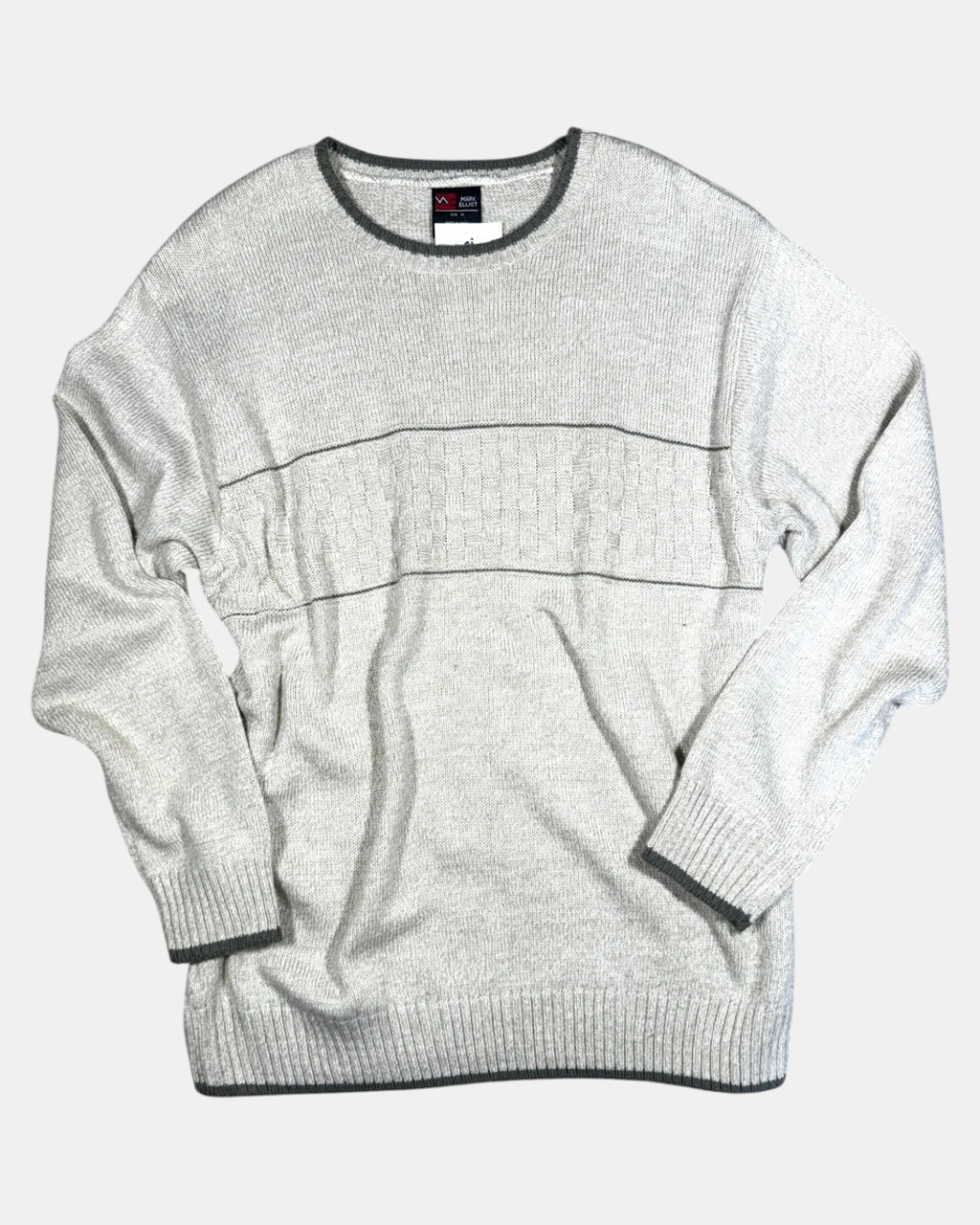 Cream Knit Jumper with Grey Detail | Estimated Size M-L - Zip Vintage