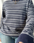 Blue & Grey Patterned Knit Jumper