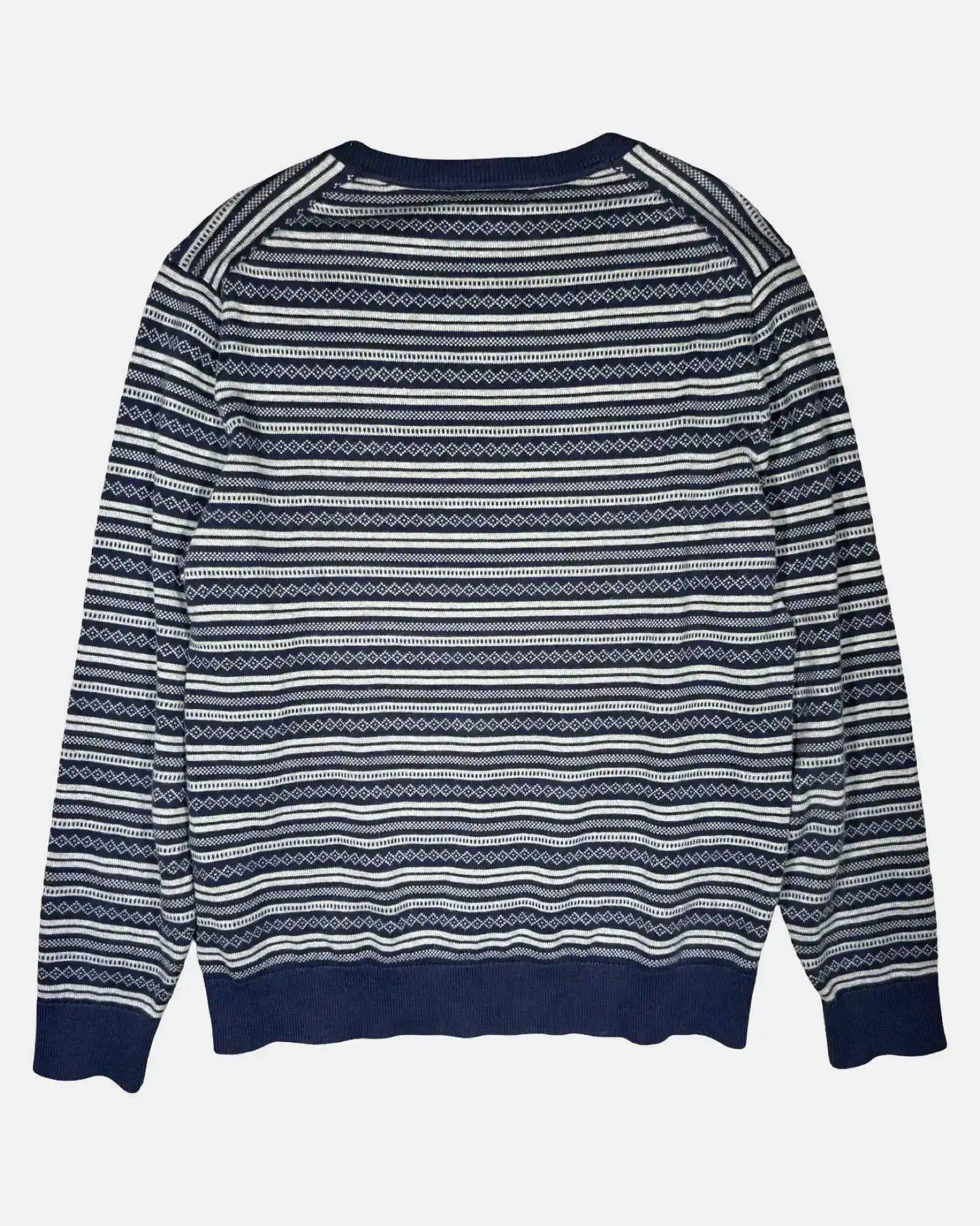 Blue & Grey Patterned Knit Jumper